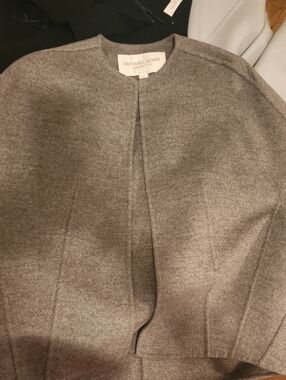 Michael Kors Gray Collarless Wool-Blend Cape